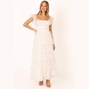 White drop waist tulle maxi dress. Size M (8-10).
